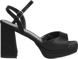 Desa Woman Platform Heels - Textile Upper, Faux Leather Lining, Platform Heel, Buckle Closure | Black - 37