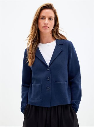 Contemporaine Womens Boxy-fit notched-collar Cardigan Sweater