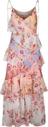 Zimmermann Awaken Frilled Slip Dress - Dames - Maxi kleedjes - Veelkleurig - S - Katoen - Kleedjes