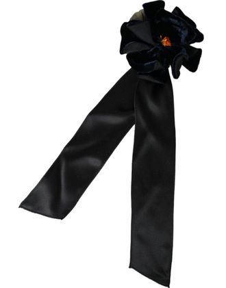 Dolce & Gabbana Mens Black Silk Gold Brass Floral Hair Pin Brooch Viscose Cupro Iron Accessory