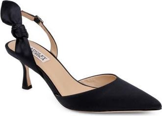 Badgley Mischka Yuan dOrsay Pump in Black Satin at Nordstrom, Size 5.5
