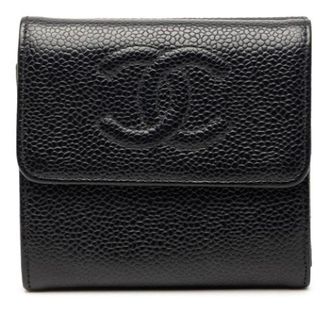 Chanel Pre-owned Vintage Portemonnee - Dames - Pre-owned - Zwart - Maat: ONE Size Leer