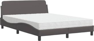 vidaXL Vidaxl - Cama Con Colch&oacute;n Cuero Sint&eacute;tico Gris 140x190 Cm