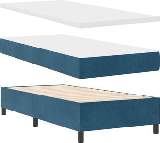 vidaXL Box Spring Bed with Mattress Dark blue 90 x 190 cm Velvet Vidaxl