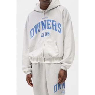 Represent Owners Club Zip Hoodie in Sprayed Ice Grey Marl at Nordstrom, Size Xx-Large