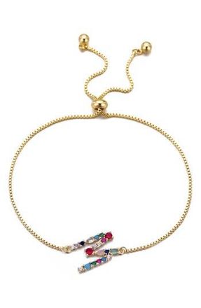 Adornia Mixed Crystal Initial Chain Bracelet in Gold-M at Nordstrom Rack