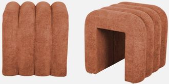 Sweeek Sweeek - Puff Contempor&aacute;neo De Tela, Set De 2, Ito, Naranja, 40x38x40 Cm