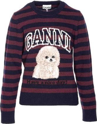 Ganni Multicolor Graphic Wool Sweater
