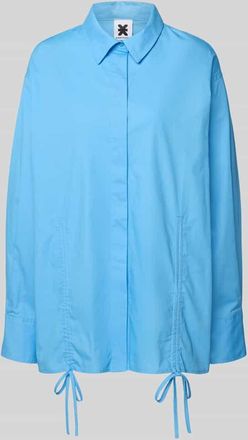 Karo Kauer Oversized Bluse mit Kordelzug und verdeckter Knopfleiste in Blau, Gr&ouml;&szlig;e XL