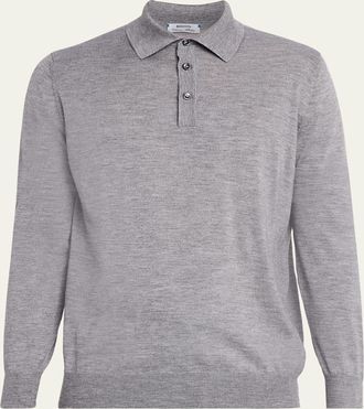 Cesare Attolini Mens Solid Cashmere Polo Sweater