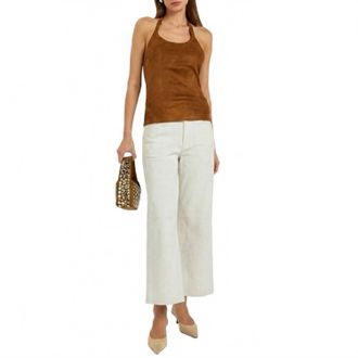 Stouls Lilou Lamb Leather Wide Leg Pants In White