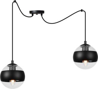 OEM L&aacute;mpara Colgante Toledo Spider Negra 2 Pantallas Planas Negras E14