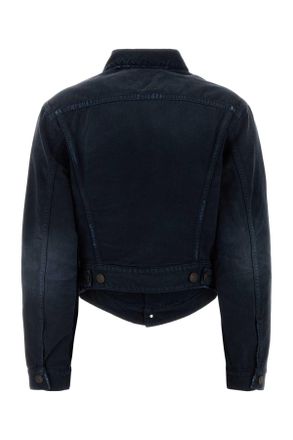 Balenciaga Womens Dark Blue Denim Jacket Navy-Dirty T Cotton Giubbini Navy/dirty