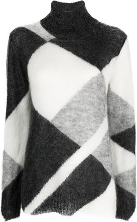 P.A.R.O.S.H. colour-block roll-neck jumper - women - Polyamide/Wool/Mohair - S - Grey