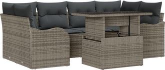 vidaXL Vidaxl - Garden Sofa Set Manual 7 pcs Grey 100 x 55 x 73 cm Poly rattan