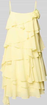 Vero Moda Flie&szlig;endes Cocktailkleid mit Volants Modell ALADYN in Hellgelb, Gr&ouml;&szlig;e XL