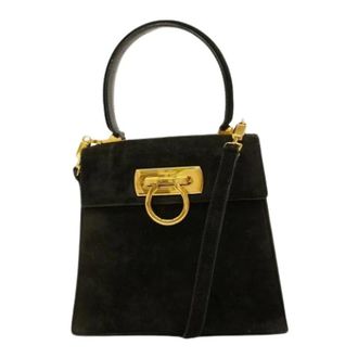 Ferragamo Pre-owned Handbags, female, Black, Size: ONE SIZE Pre-owned Suede Handbag