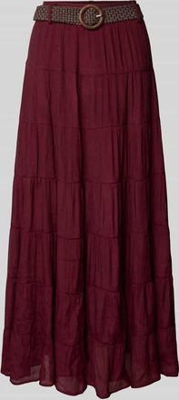 Apricot Maxirock im Stufen-Look mit Gürtel in Bordeaux, Größe XL