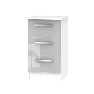 Welcome Furniture Copenhagen Ready Assembled Bedside Table with 3 Drawers - Grey Matt & White - Welcome Furniture | TJ Hughes