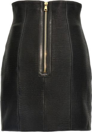 Balmain HW Rolled Skirt - Black