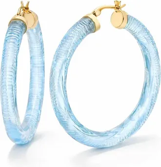 Gold & Honey Womens Instyle Lucite Hoop Earrings In Pastel Blue