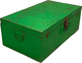 Wanderlust Deco Maleta De Metal Acabado Artesanal Verde 67x37x25h Cm