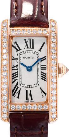 Cartier Pre-owned Cartier Tank Americaine Quartz Diamond Silver Dial Ladies Watch WB707931
