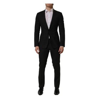 Dolce & Gabbana Single Breasted Suits, male, Black, Size: S Wool Slim Fit Formal 2 Piece Suit