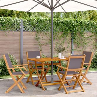 vidaXL Vidaxl - Sillas De Jard&iacute;n Plegables 4 Uds Madera Maciza Y Tela Antracita