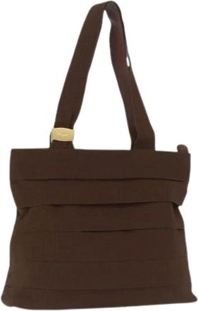 Ferragamo Pre-owned Shoulder Bags, female, Brown, Size: ONE SIZE Pre-owned Canvas Handbag