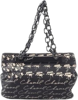 Chanel Pre-owned Camellia Canvas Tote Bag - Dames - Vintage Handtas - Zwart - ONE Size - Vintage