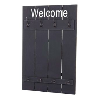 Hhg Hhg - Perchero De Pared 921 Welcome, Perchero De Armario, Aspecto Shabby Vintage, 91x60cm, Gris Oscuro, Shabby