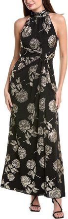 Adrianna Papell Halter Metallic Floral Gown