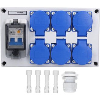 Elle Caja De Enchufe De Pared, Interruptor De Enchufe De Estilo Alem&aacute;n De Abs Impermeable De 6 Posiciones, Para Uso En Jard&iacute;n, 200-250 V