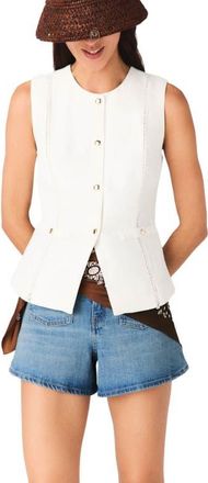 Maje Embroidered linen-blend jacket in White at Nordstrom, Size X-Small