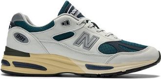 New Balance Unisex Made in UK 991v2 in Grigio/Blu, Pelle Scamosciata/Rete, Taglia 40.5