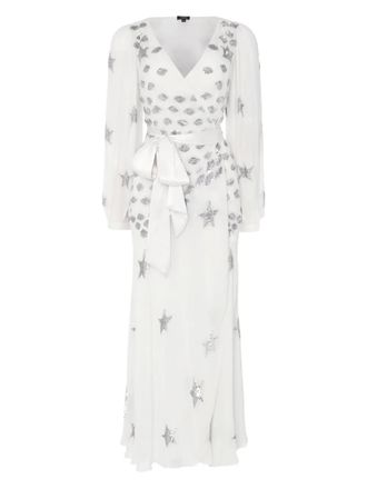 Temperley London Etoile sequin-star wrap dress - women - Viscose/Viscose - 12 - White