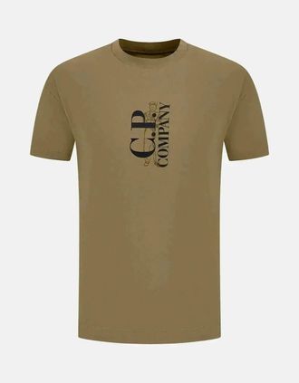 C.P. Company Mens CP COMPANY MENS 30/1 JERSEY VERTICAL LOGO T-SHIRT FALLEN ROCK GREY - Tan - Size: 40