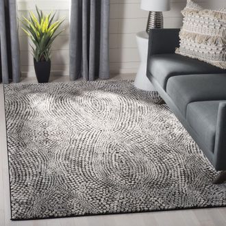 Safavieh Lurex Machine Made Area rug, Black / Light Grey Contemporary Style Easy Care