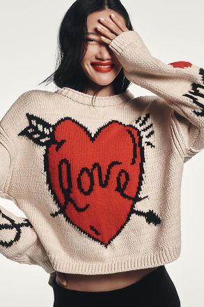 Maeve Lovestruck Long-Sleeve Crew-Neck Sweater