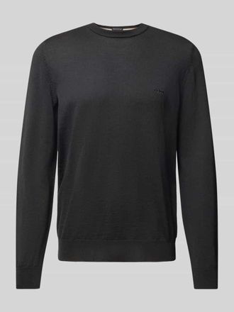 HUGO BOSS Strickpullover aus Schurwolle Modell Botto in Black, Gr&ouml;&szlig;e M