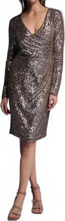 Joseph Ribkoff Sequinned Wrap Dress In Champagne/silver