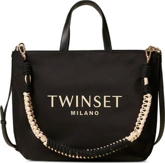 Twin-Set Shopper met logoband - Zwart