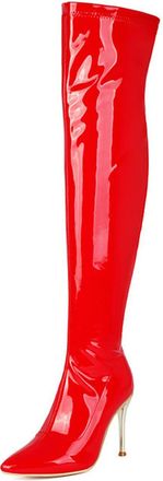 Generic Red,9.5 UK,Thigh High Boots for Women Over The Knee Boots with Stiletto Heel Side Zipper Comfy Long Boot Wedding Party Dating Dress Shoes