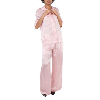 Burberry EKD Wide Leg Silk Jacquard Trousers, Brand Size 10 (US Size 8)