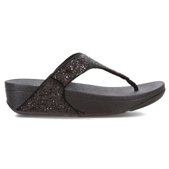 FitFlop Lulu Glitter Toe Post Synthetic Womens Comfort Sandals - Black Glitter - Size:UK 5.5