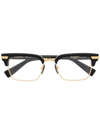 Balmain Legion II rectangular frame glasses - unisex - Titanium/Acetate - 52 - Black
