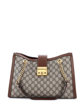 Gucci Padlock Chain GG Coated Canvas with Leather Medium tote bag - Brown
