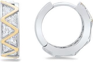 Queen Jewels Two-Tone Cubic Zirconia Zigzag Huggie Hoop Earrings in Silver/Gold at Nordstrom Rack