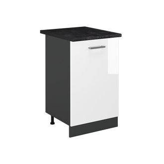 Vicco Mueble Bajo De Cocina R-line, Blanco Alto Brillo/antracita, 50 Cm Encimera Antracita, Vicco